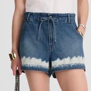 Madewell Tie Waist Denim Shorts Shibori Wash Size M $118